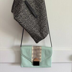 Loeffler Randall Vintage Handbag- lt green with snakeskin trim.